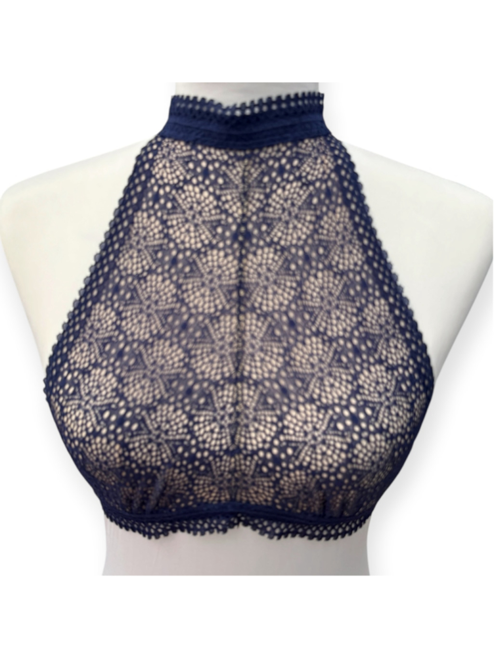 Victoria’s Secret High Neck Navy Lace Underwire Bralette XS - Picture 2 of 5